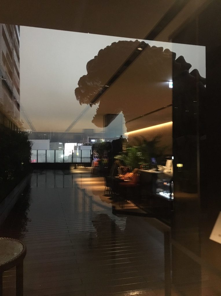 ラウンジから外を見た時のゴジラの頭の様子